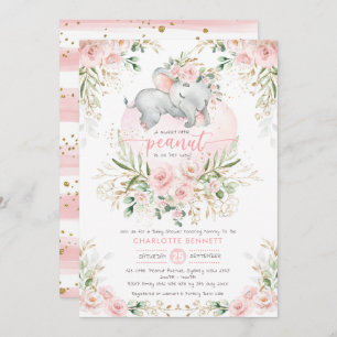 Blush Pink Blumengrün Elephant Babydusche Einladung