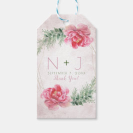 Blush Pink Blumengrün Wasserfarben Hochzeit Geschenkanhänger