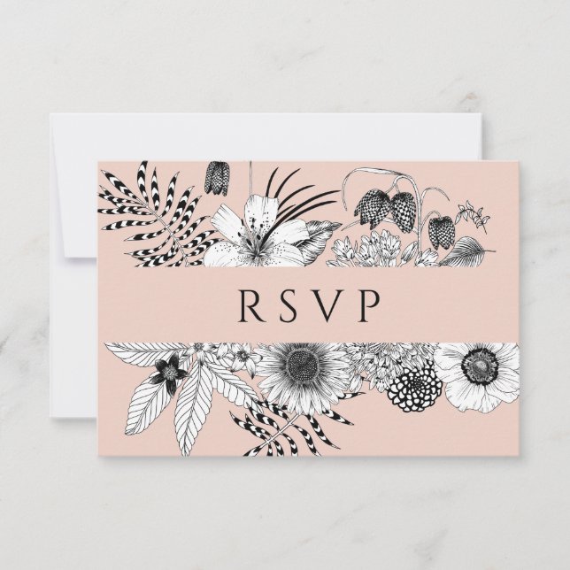 Blush Pink Blumenkarte Wahl Hochzeitskarte RSVP Karte (Vorderseite)