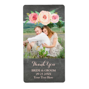 Blush Pink Blumenkhalkboard Foto Hochzeitslabel