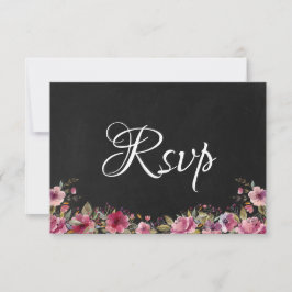 Blush Pink Blumenkhalkboard Wedding Rsvp Card Save The Date