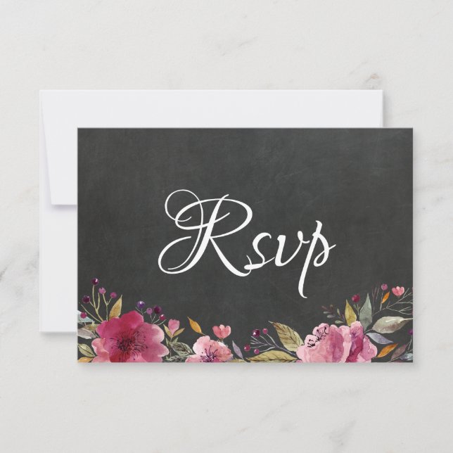 Blush Pink Blumenkhalkboard Wedding Rsvp Card Save The Date (Vorderseite)