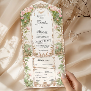Blush Pink Blumenrahmen Einladung zur Hochzeit