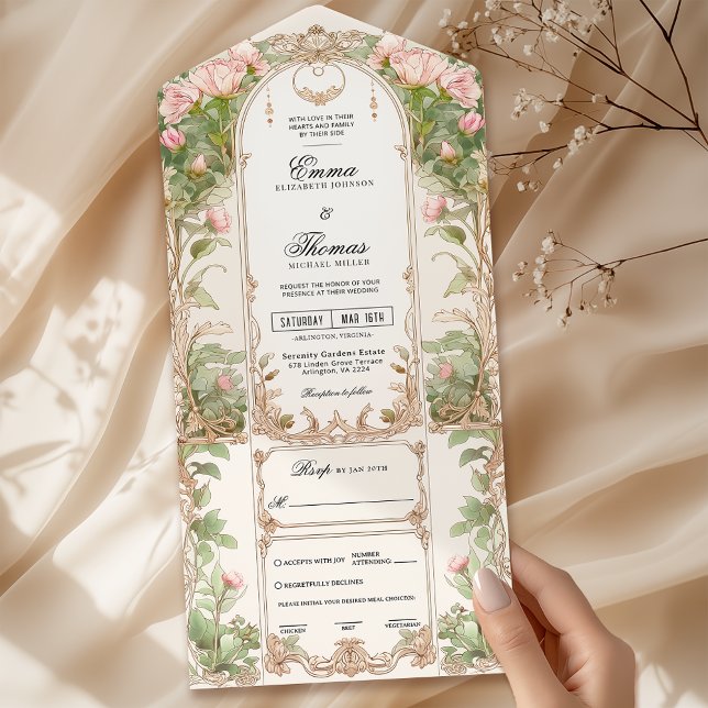 Blush Pink Blumenrahmen Einladung zur Hochzeit (Von Creator hochgeladen)