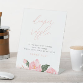 Blush Pink Blumenspülung Windeldusche Windelspulen Sockelschild