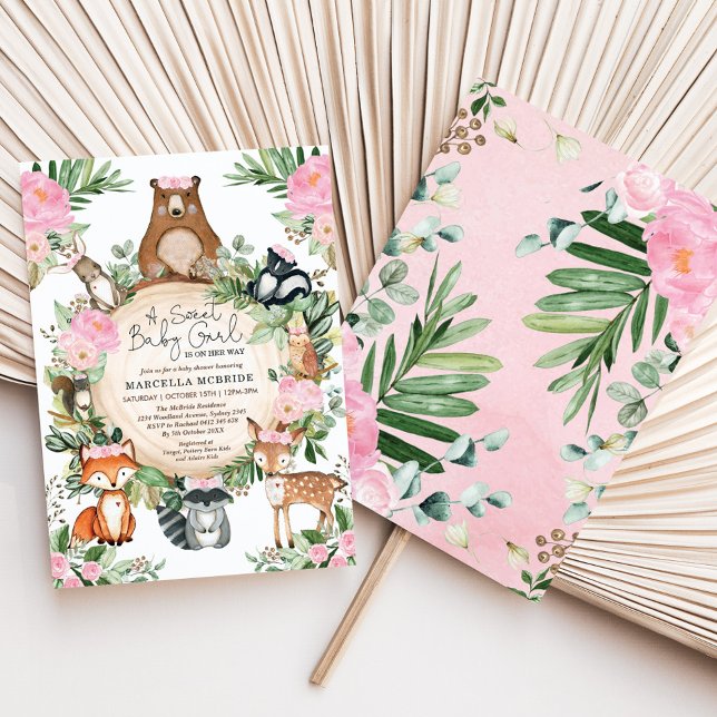 Blush Pink Blumenwald Girl Babydusche Einladung (Von Creator hochgeladen)