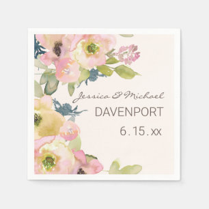 Blush Pink Blumenzange Grüne Hochzeit Serviette