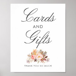 Blush Pink Blumenzwiebelkarten und Geschenkschild Poster