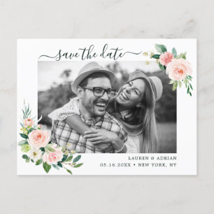 Blush Pink Blüte Save the Date Foto Ankündigungspostkarte