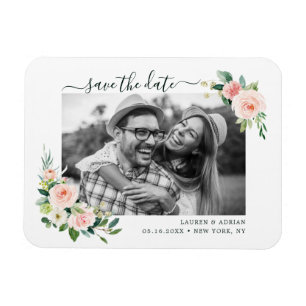 Blush Pink Blüte Save the Date Foto Magnet