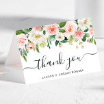 Blush Pink Blütenblüte Hochzeit Danke Karte<br><div class="desc">Diese Dankeschön-Karte zeigt farbenfrohe Blume in Rosa,  Weiß und Grün. Für eine weiter gehende Anpassung dieses Designs klicken Sie bitte auf den Link "Weitere Anpassung". Matching-Elemente sind ebenfalls verfügbar.</div>