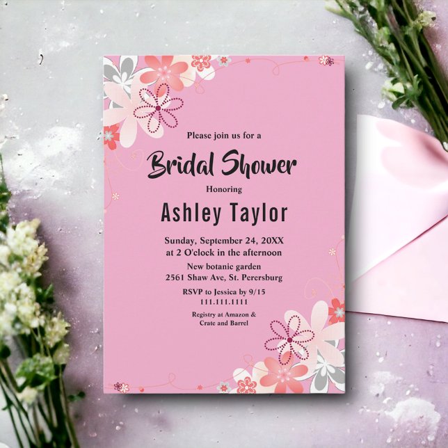 Blush Pink Blütenblüte Rose Sommer Blumenkohl Brau Einladung (Von Creator hochgeladen)