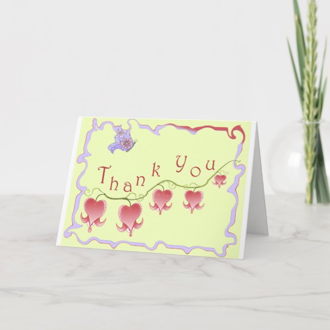 Blush Pink Blutung Herz Danke Karte (Vorderseite)