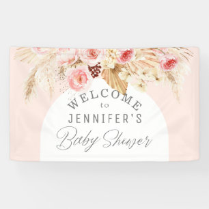 Blush pink Boho Arch Floral Pampas Babydusche Banner