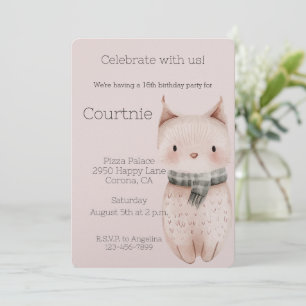 Blush Pink Boho Cat Geburtstag Einladung