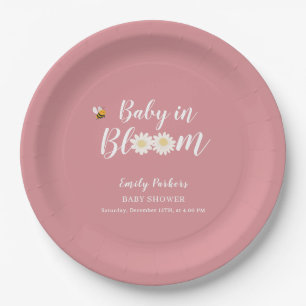 Blush Pink Boho Daisy Blumenbaby in Blütendusche Pappteller