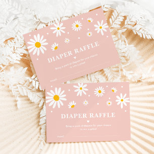Blush Pink Boho Daisy Floral Diaper Raffle Baby Begleitkarte