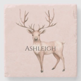 Blush Pink Boho Deer Tree Steinuntersetzer