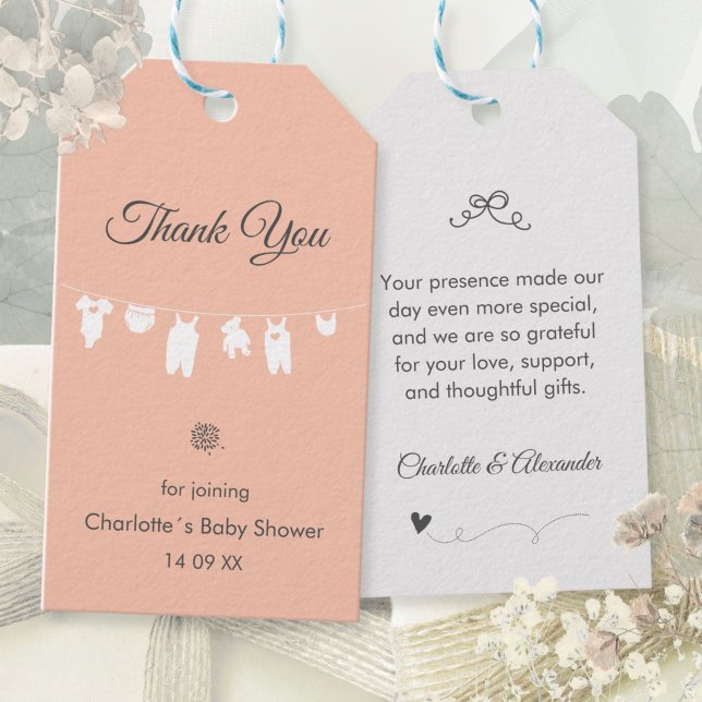 Blush Pink Boho Elegant Vielen Dank Baby Girl Dusc Geschenkanhänger (Blush Pink Boho Elegant Thank You Baby Girl Shower Gift Tags ©Susanne Sachers - Sunny Mind 🌞)