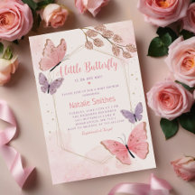 Blush Pink Boho Floral Butterfly Girl Babydusche