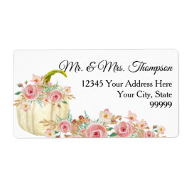 Blush Pink Boho Floral Gold Glitzer White Pumpkin