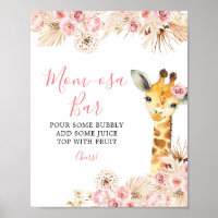 Blush Pink Boho Giraffe Baby Dusche Mama-osa Bar