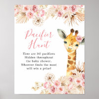 Blush Pink Boho Giraffe Baby Dusche Schnuller Jagd