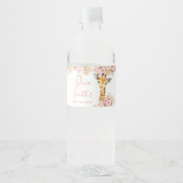 Blush Pink Boho Giraffe Baby Dusche Wasser Flasche Wasserflaschenetikett