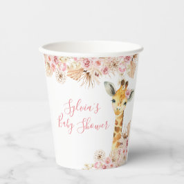 Blush Pink Boho Giraffe Baby Shooting Paper Cup Pappbecher