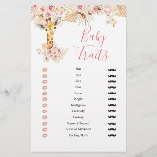Blush Pink Boho Giraffe Baby Shower Baby Tracks