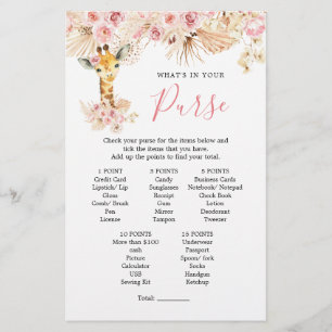 Blush Pink Boho Giraffe Baby Shower Pursuit Game