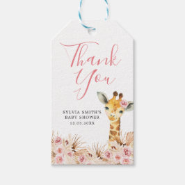 Blush Pink Boho Giraffe Babydusche Danke Tag Geschenkanhänger