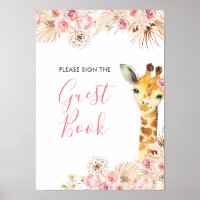 Blush Pink Boho Giraffe Babydusche Gästebuch