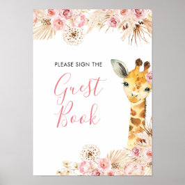 Blush Pink Boho Giraffe Babydusche Gästebuch