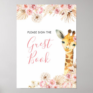 Blush Pink Boho Giraffe Babydusche Gästebuch