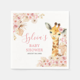 Blush Pink Boho Giraffe Babydusche Papier Napkin Serviette