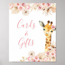 Blush Pink Boho Giraffe Kinderspielkarten und Gesc Poster