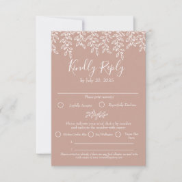 Blush Pink Boho Moderne Elegante Botanische Hochze RSVP Karte