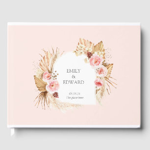 Blush Pink Boho Pampas Blumenbogen GUest Book Gästebuch