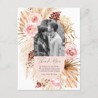 Blush Pink Boho Pampas Foto Hochzeit Vielen Dank