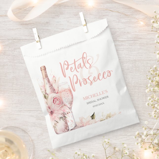 Blush Pink Boho Petals und Prosecco Floral Geschenktütchen (Ausgeschnitten)
