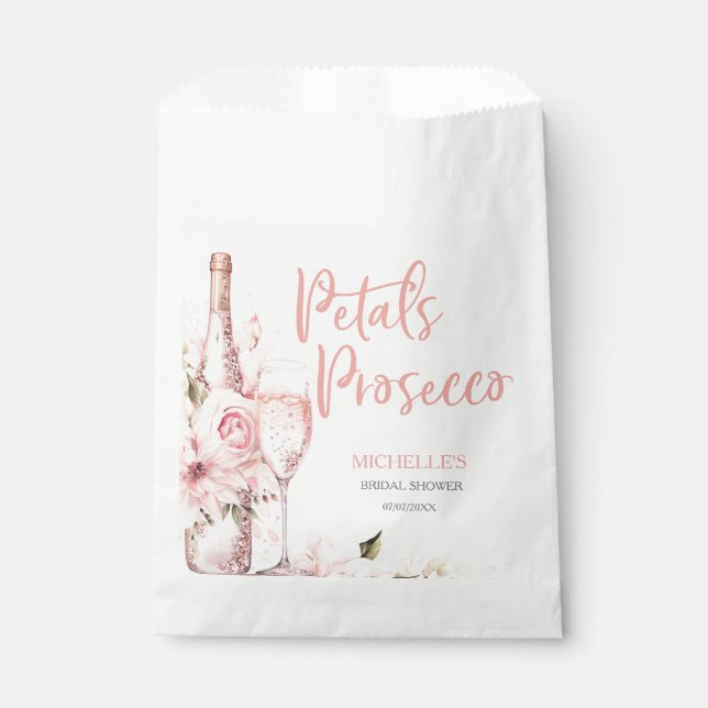 Blush Pink Boho Petals und Prosecco Floral Geschenktütchen (Vorderseite)