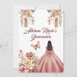 Blush Pink Boho Quinceanera Einladung