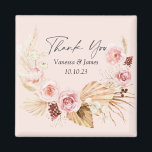 Blush PInk Boho Watercolor Floral vielen Dank Magnet<br><div class="desc">Blush PInk Wasserfarbe Boho Floral Pampas Gastgeschenk Hochzeit Magnet Grass</div>