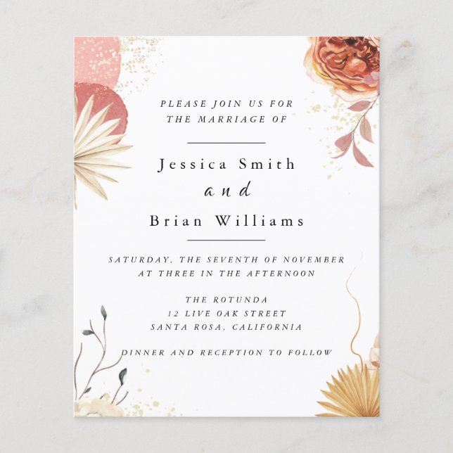 Blush Pink Boho Wedding Einladung Flyer (Vorne)