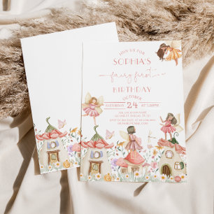 Blush Pink Boho Wildblume Fairy 1. Geburtstag Einladung