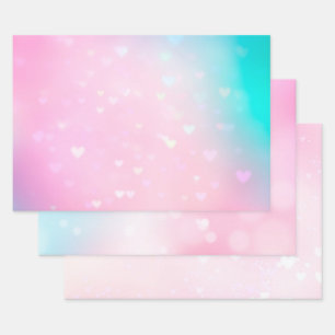 Blush Pink Bokeh Herzens Geburtstag Geschenkpapier Set