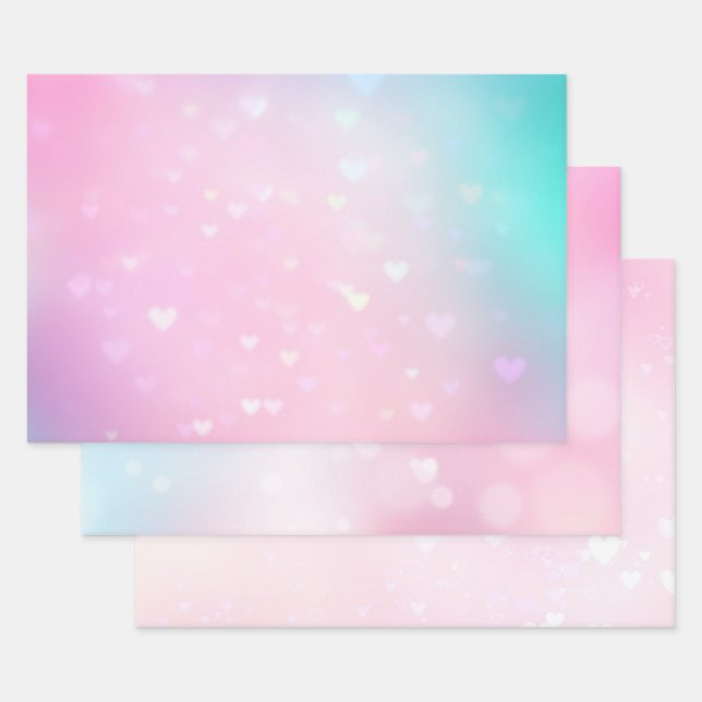 Blush Pink Bokeh Herzens Geburtstag Geschenkpapier Set (Set)