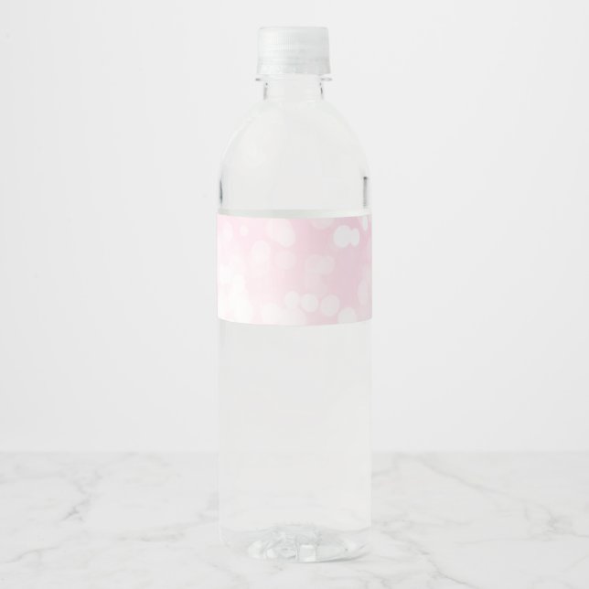 Blush Pink Bokeh Wasser Flasche Labels Wasserflaschenetikett (Vorderseite)