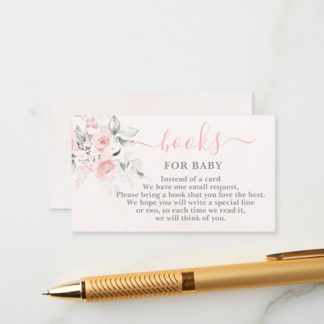 Blush Pink Books for Baby Girl Card Begleitkarte (Vorderseite/Rückseite Beispiel)